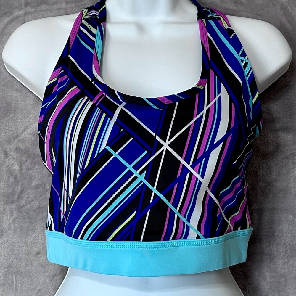 LuLaRoe Invincible Sports Bra Size Medium Black Blue Purple